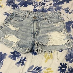 American Eagle Outfitters Light Blue Distressed Jean Shorts